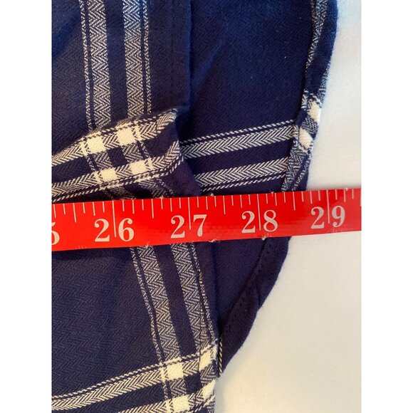 Jachs New York Women Plaid Button-Up Shirt Medium Navy White Flannel Long Sleeve - Picture 9 of 10